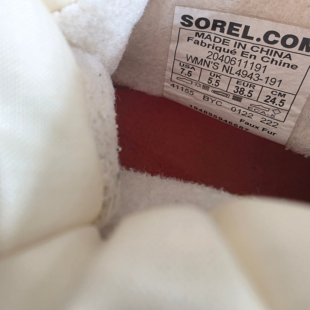Sorel Kinetic Impact NXT Puffy Zip Waterproof Boots Cream Brown NL4943-191 7.5 - Picture 7 of 8